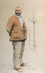 Portret van Emile Zola (1840-1902) van de voorkant van 